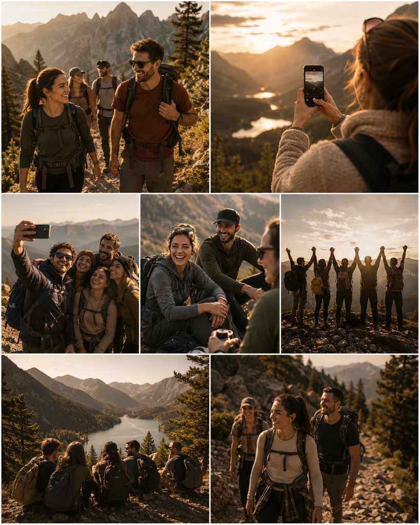 Collage aus Gästefotos einer Wanderung in der Online-Galerie